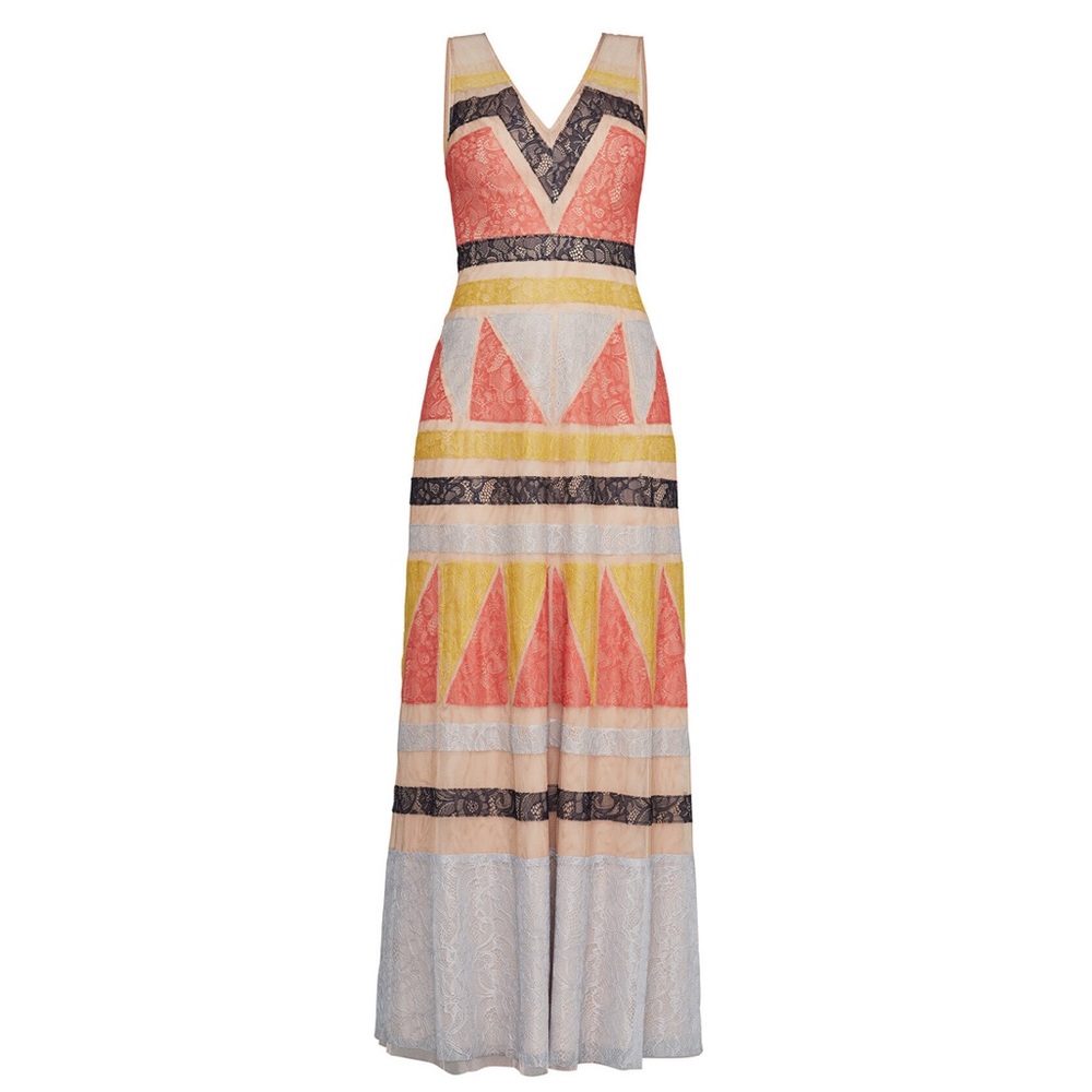 BCBG Colorblock Lace Gown size 4  New With Tags